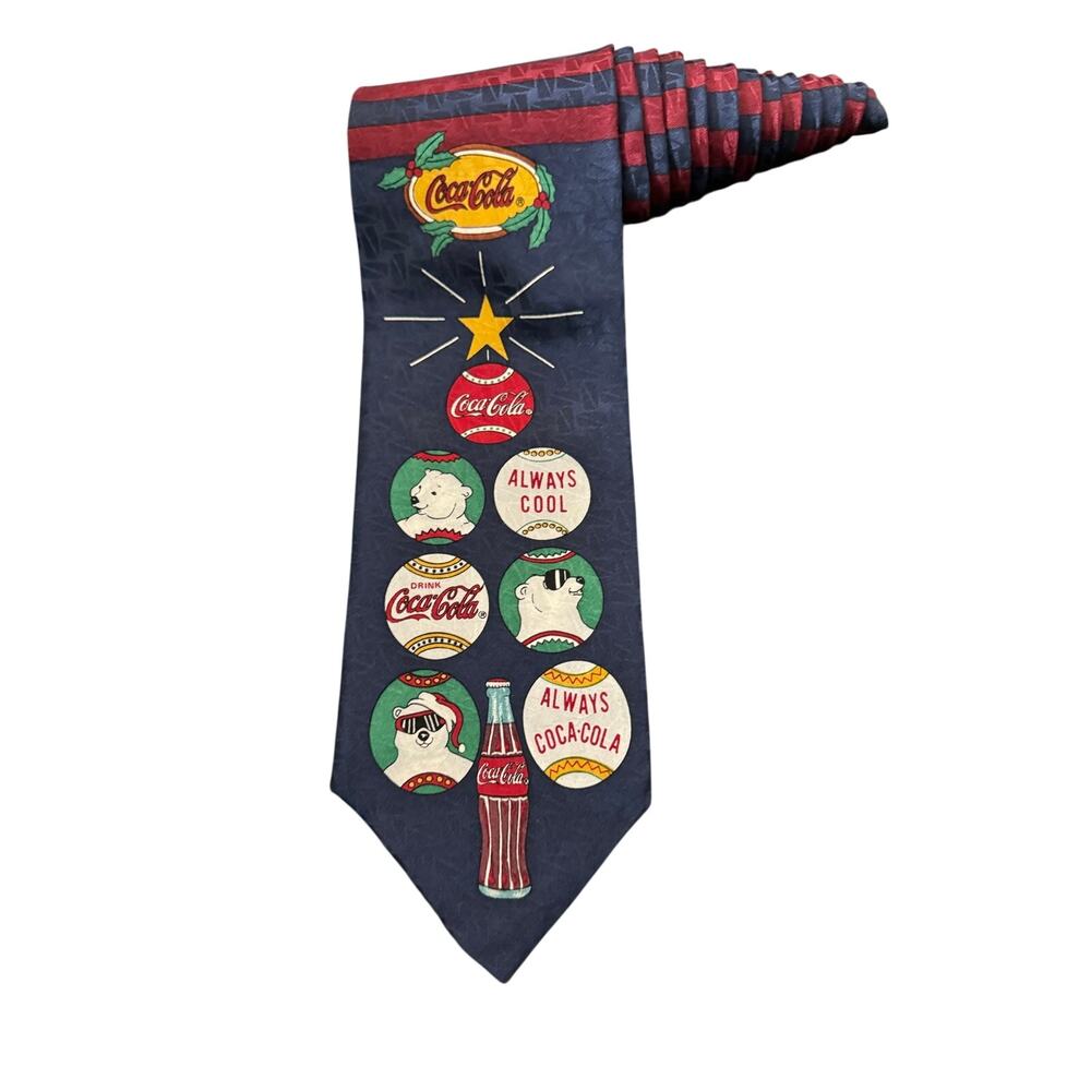 Coca Cola Christmas Ornaments Always Cool Polar Bear Vintage Novelty Necktie